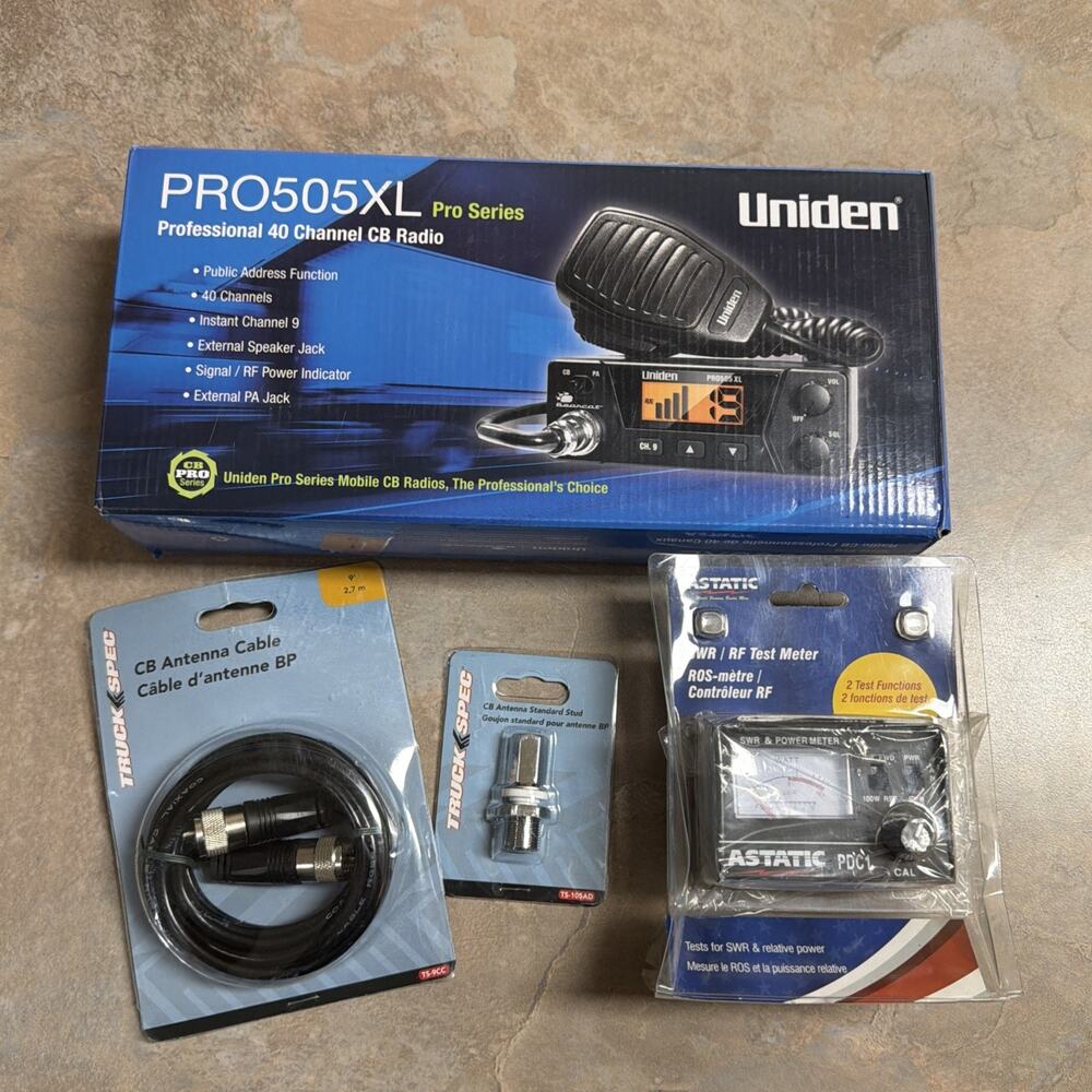 CB Radio Lot Uniden 40-channel CB Radio (pro505xl) SWR/RF Test Meter